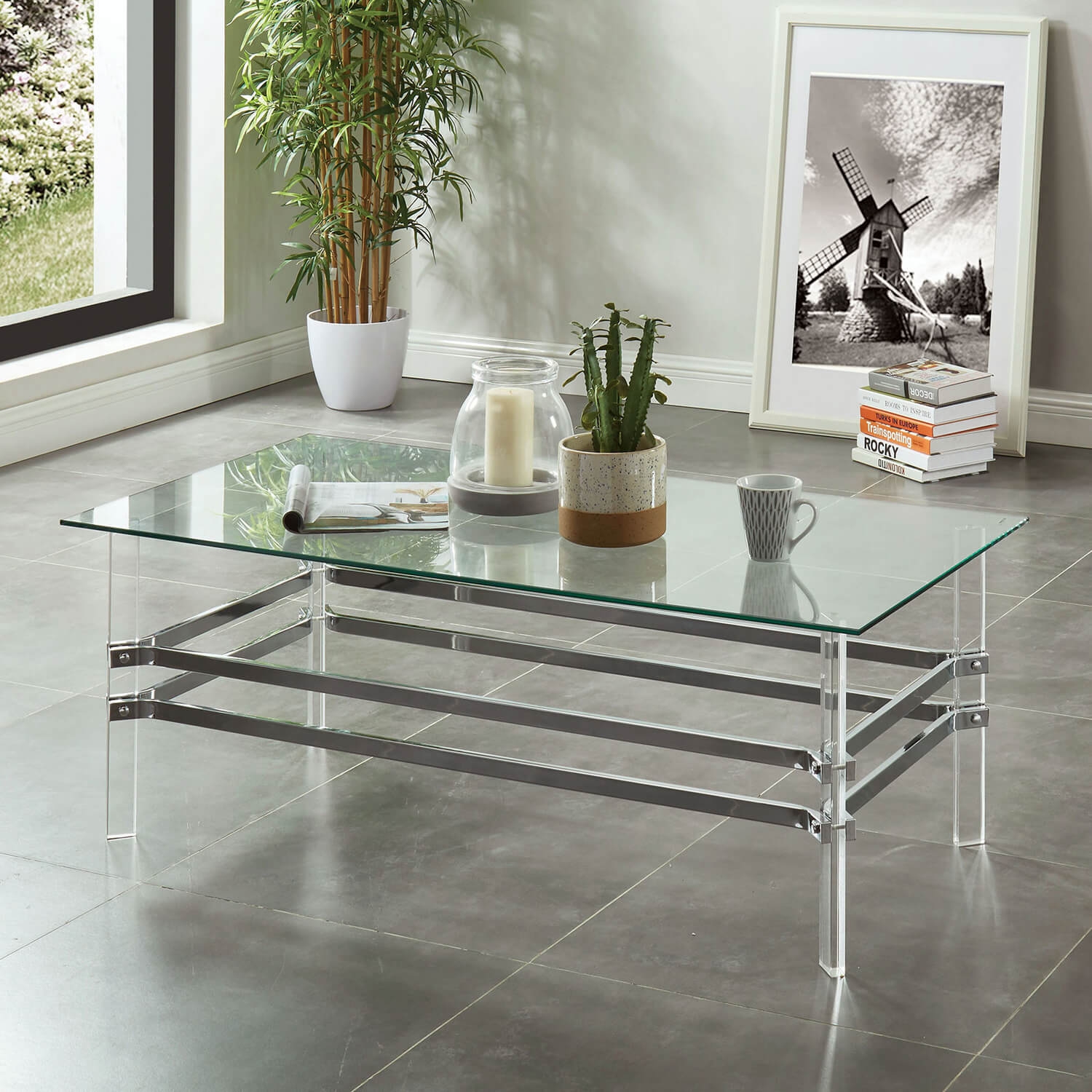 Trofa Glass/Metal/Acryl Coffee Table