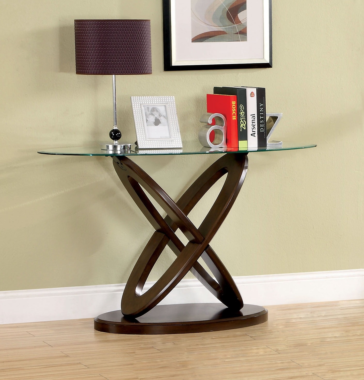 Atwood Glass/Wood Oval Coffee Table Set