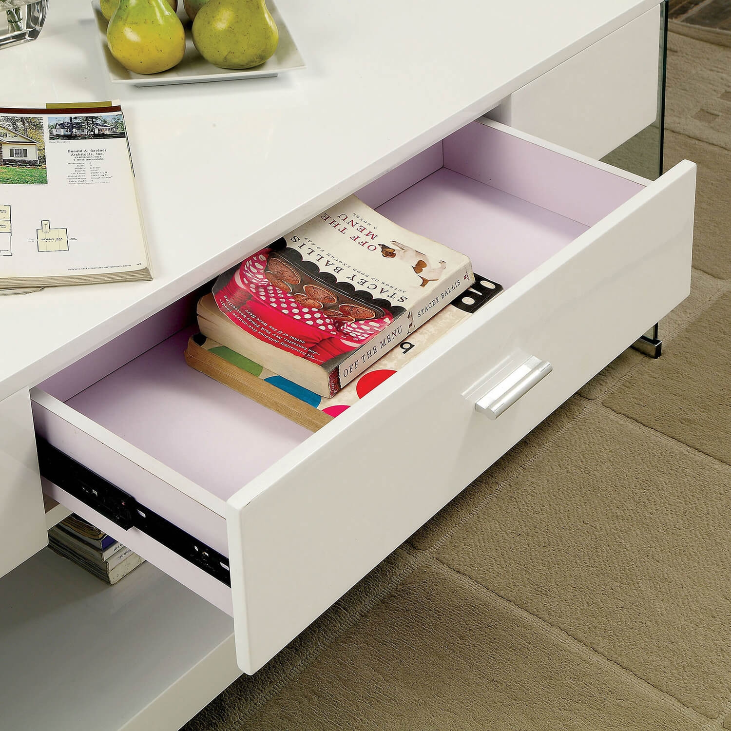 Raya Glass/Wood Storage Sofa Table