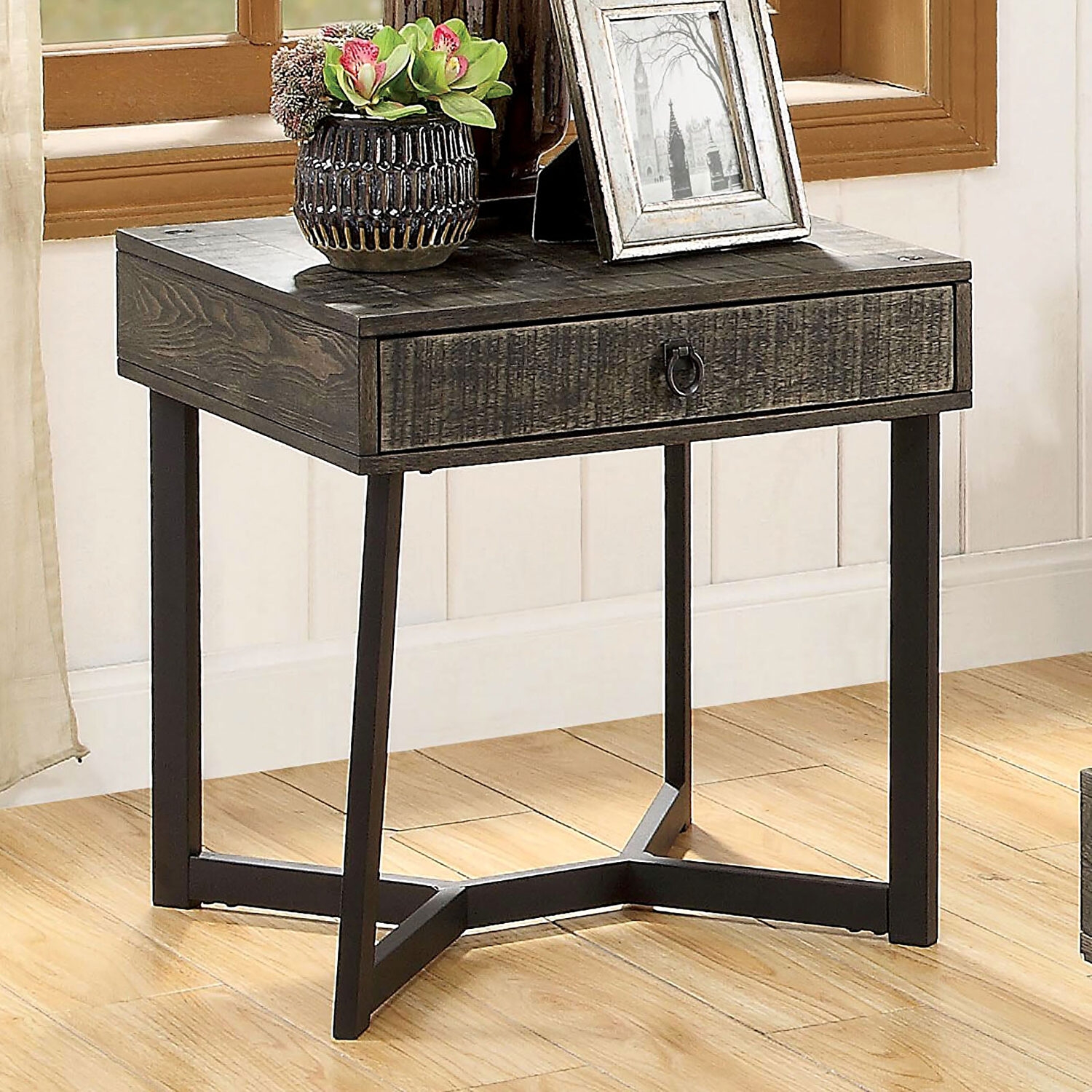Veblen Wood/Metal Storage Coffee Table Set