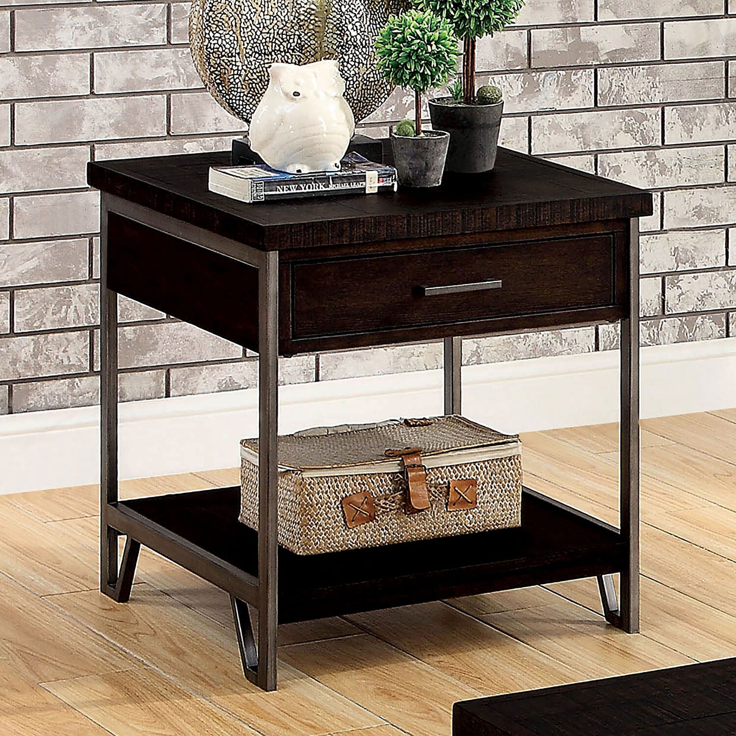 Wasta Wood/Metal Storage Coffee Table Set