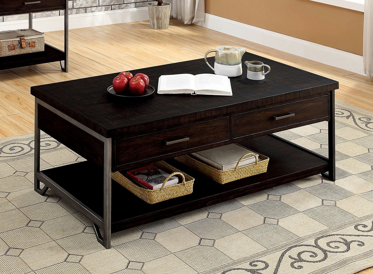 Wasta Wood/Metal Storage Coffee Table Set