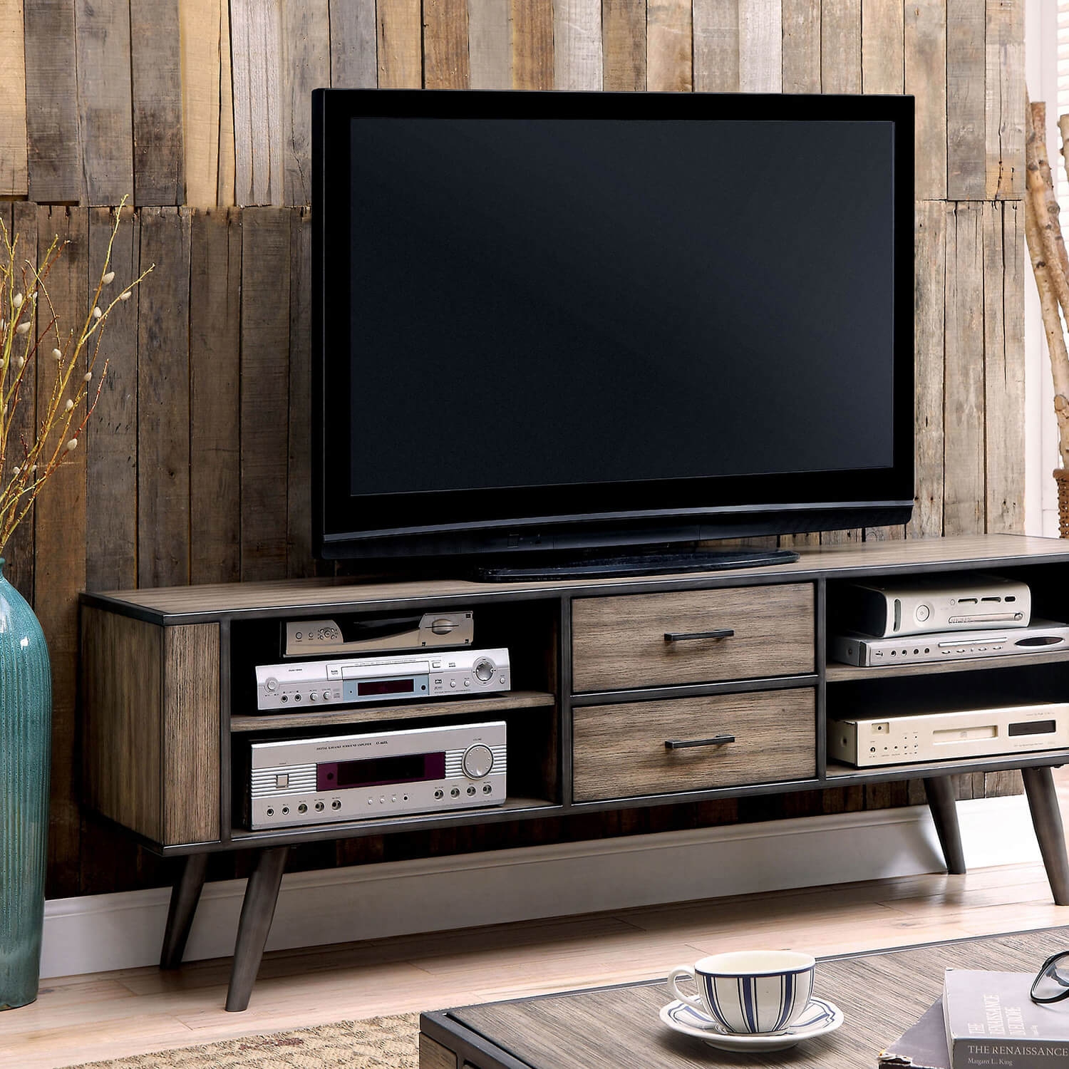 Vilhelm 72" Wood/Metal Storage TV Stand w/2 Drawers