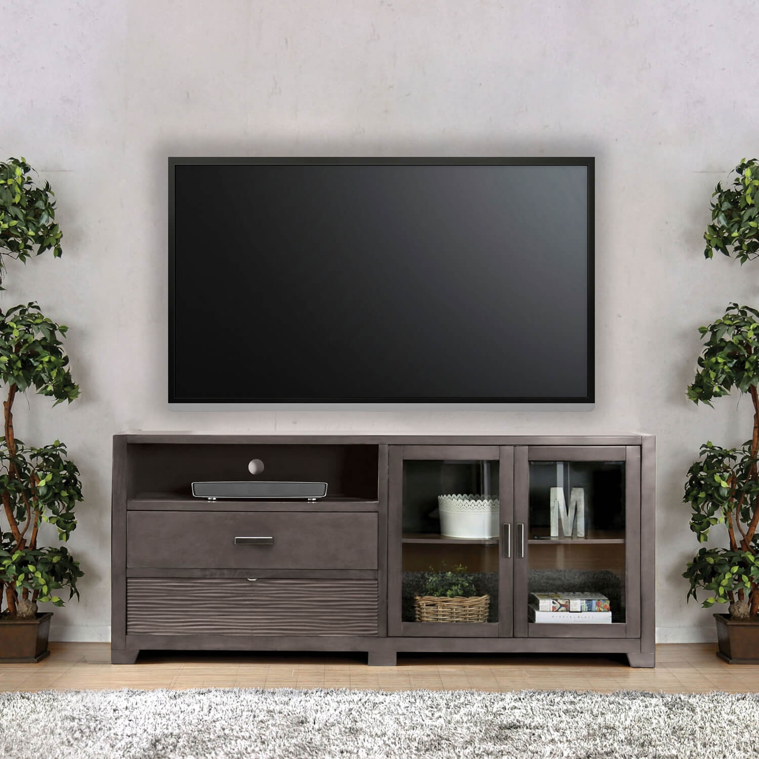 Tienen Wood/Glass Media Wall Unit