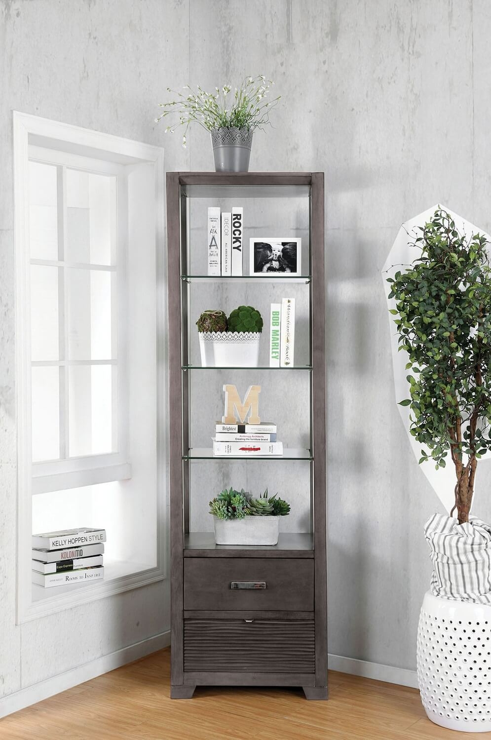 Tienen Wood/Glass Media Wall Unit