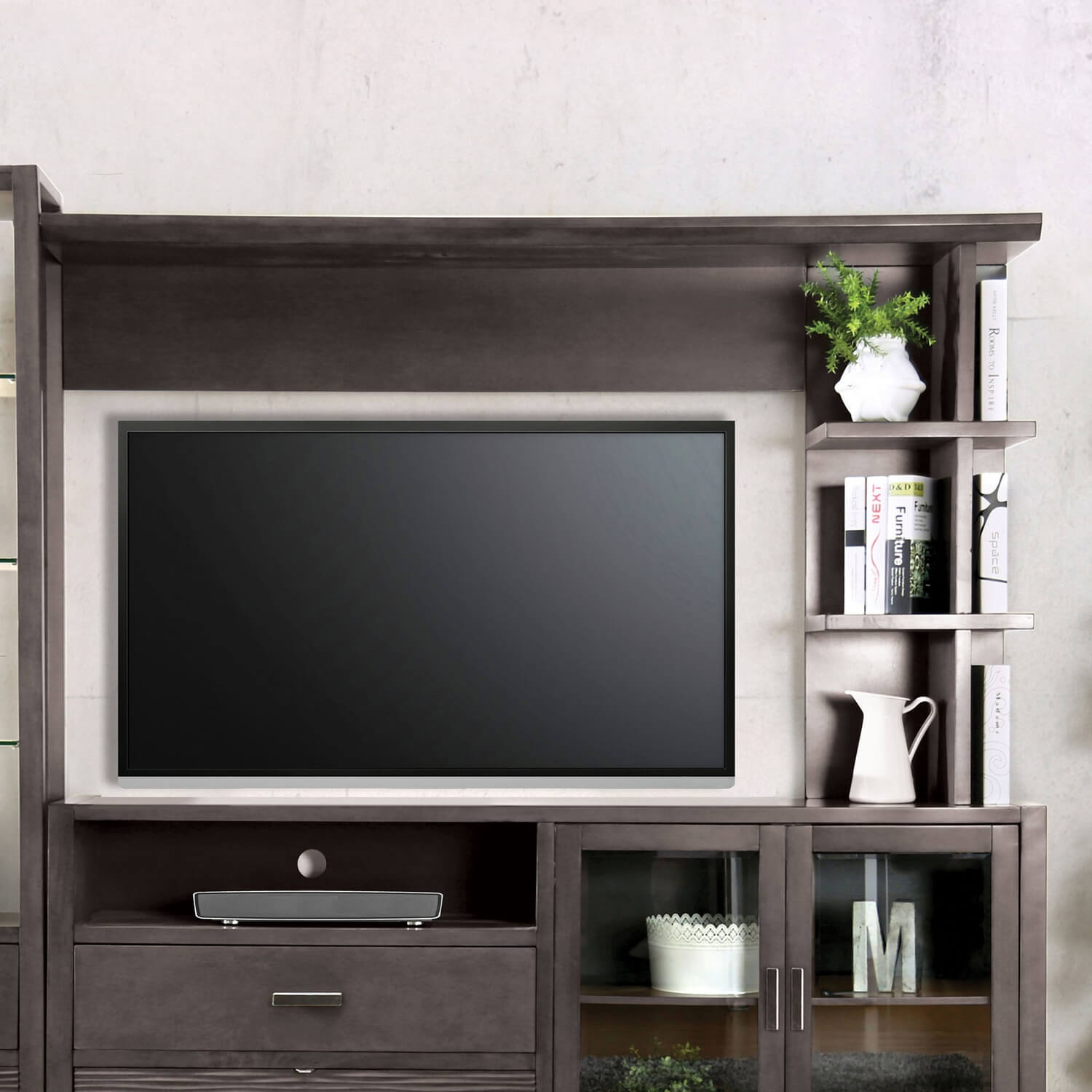Tienen Wood/Glass Media Wall Unit
