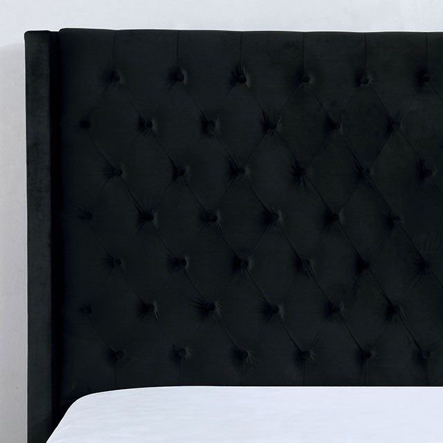 Ryleigh Fabric/Wood Platform Tufted Bed, Queen Size