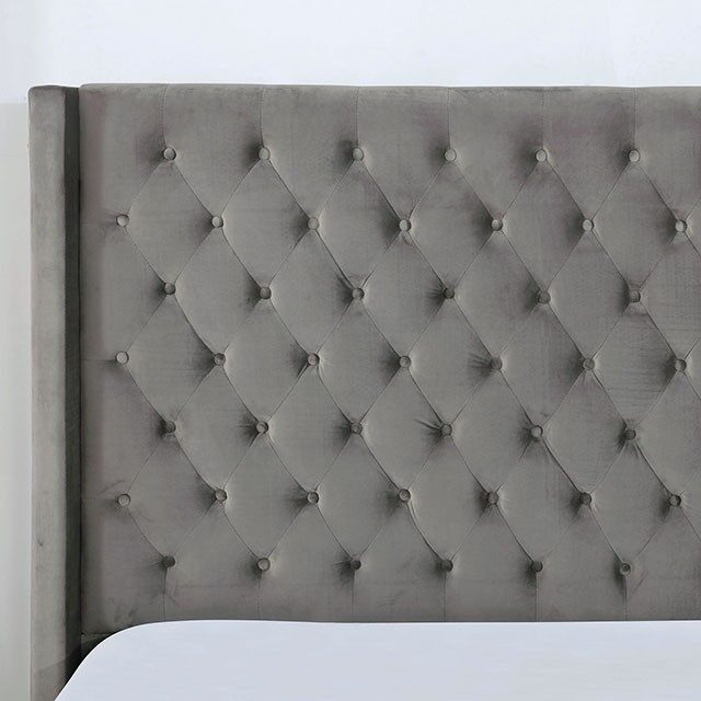 Ryleigh Fabric/Wood Platform Tufted Bed, Eastern King Size