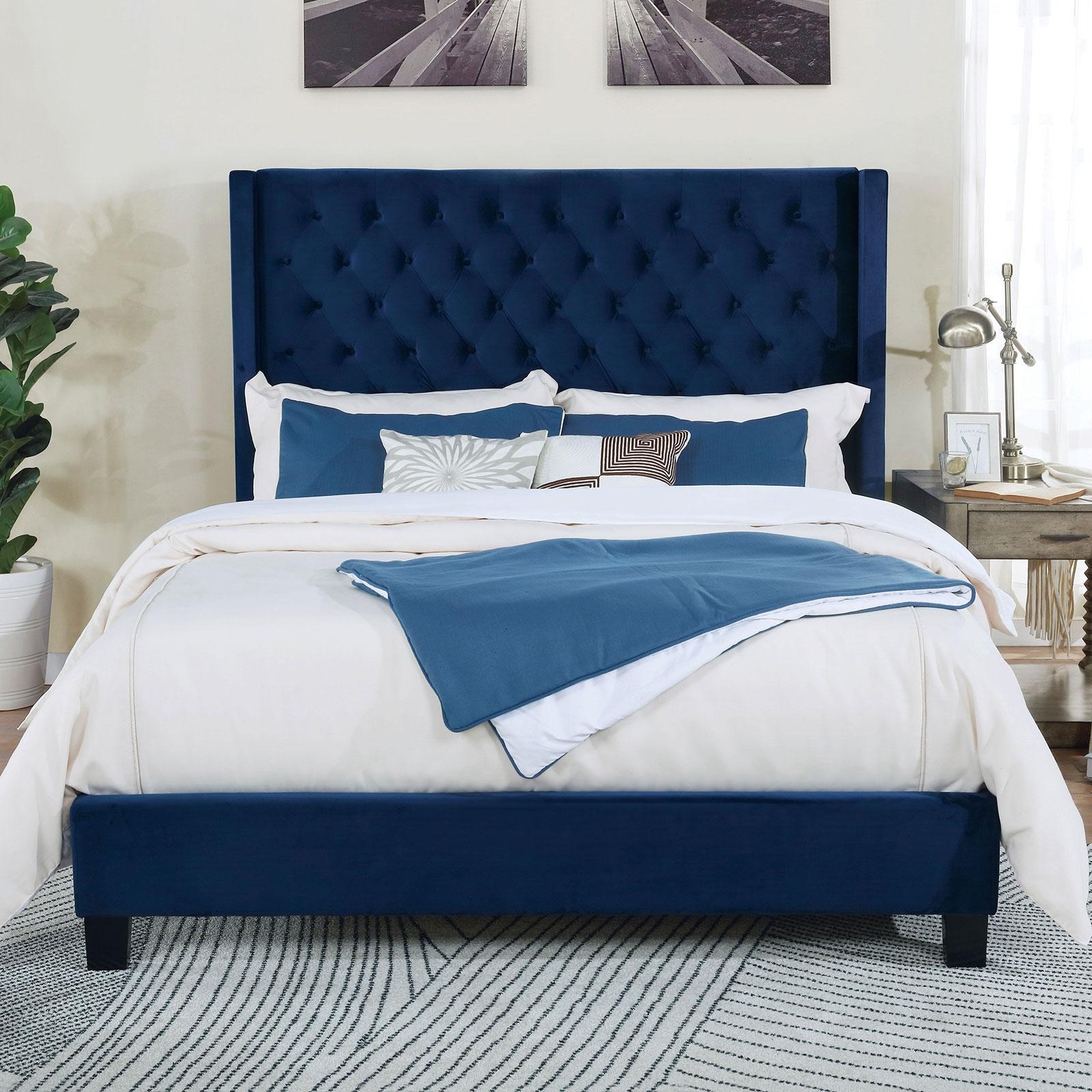 Ryleigh Fabric/Wood Platform Tufted Bed, Eastern King Size