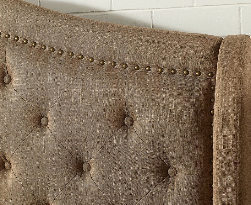Carly Fabric/Wood Tufted Platform Bed, Full Size