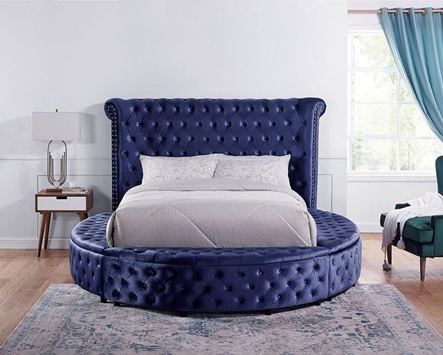 Delilah Fabric/Wood Tufted Storage Platform Bed