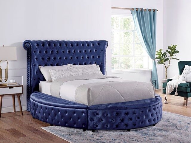 Delilah Fabric/Wood Tufted Storage Platform Bedroom Set