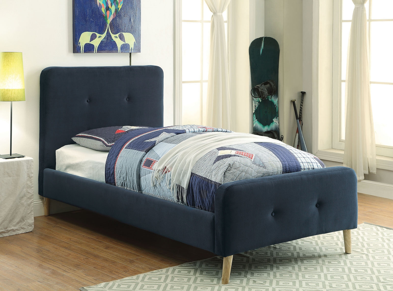 Barney Fabric/Wood Panel Bed, Twin Size