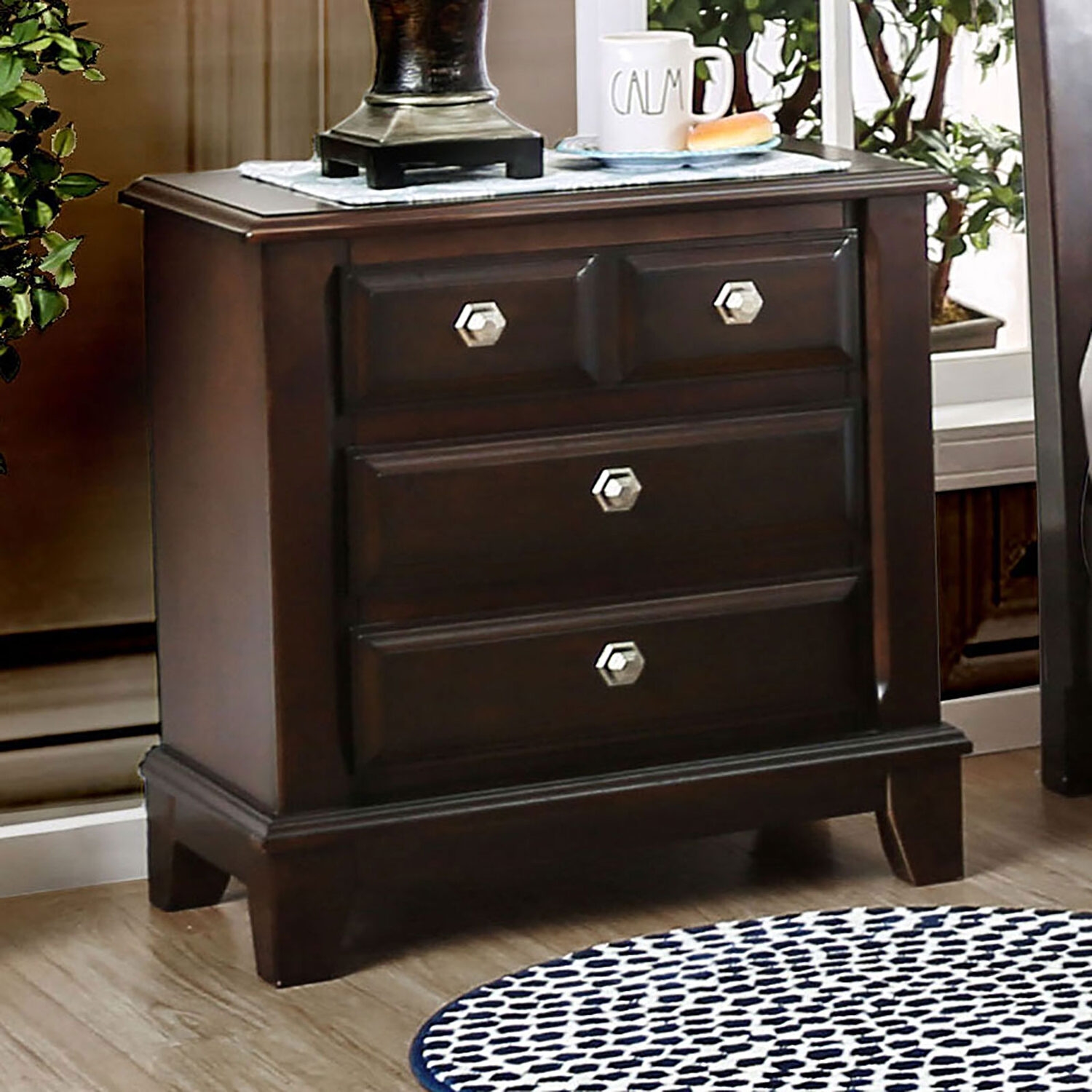 Litchville Wood Nightstand w/3 Drawers