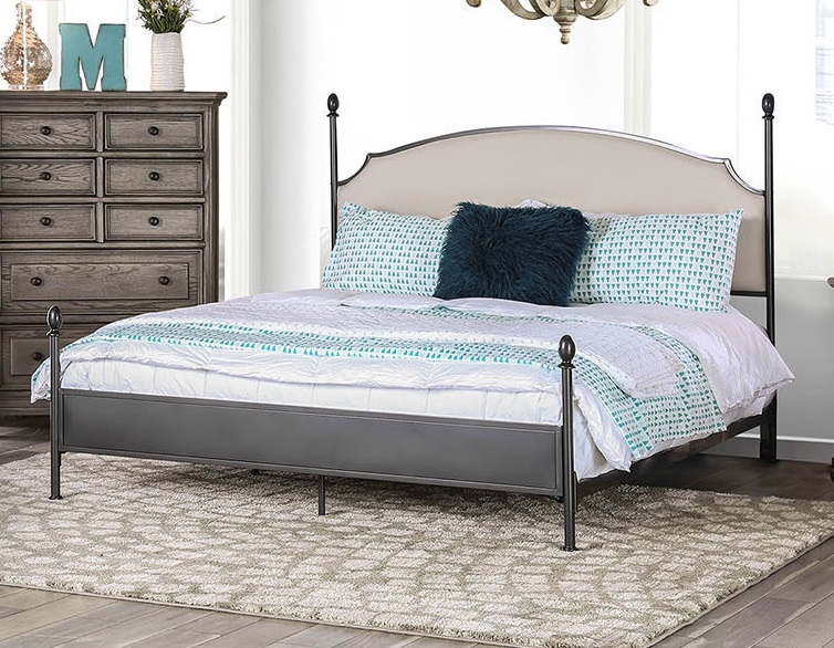 Sinead Fabric/Metal Low Poster Bed, Eastern King Size