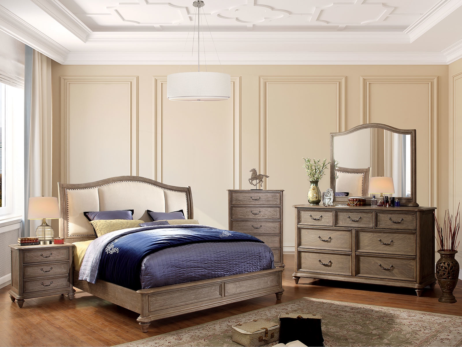 Belgrade Fabric/Wood Panel Bedroom Set