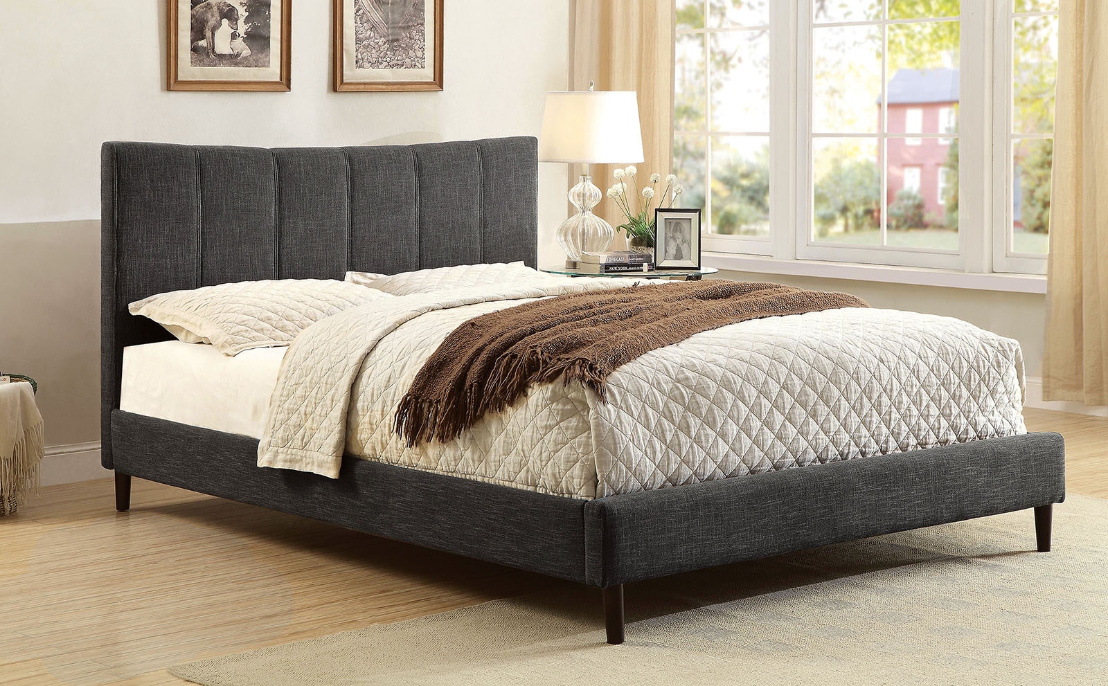 Ennis Fabric/Wood Platfrom Bed