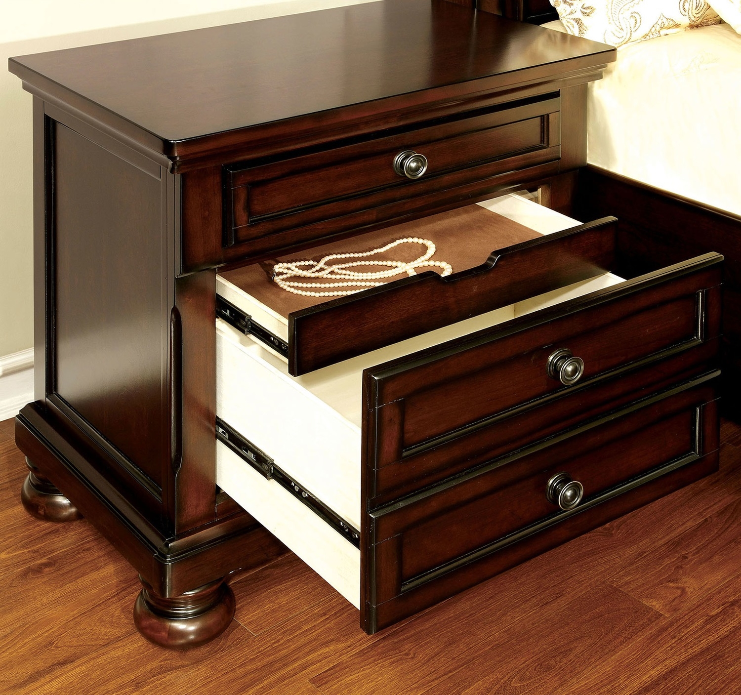 Northville Wood Nightstand w/2 Drawers & USB Charger
