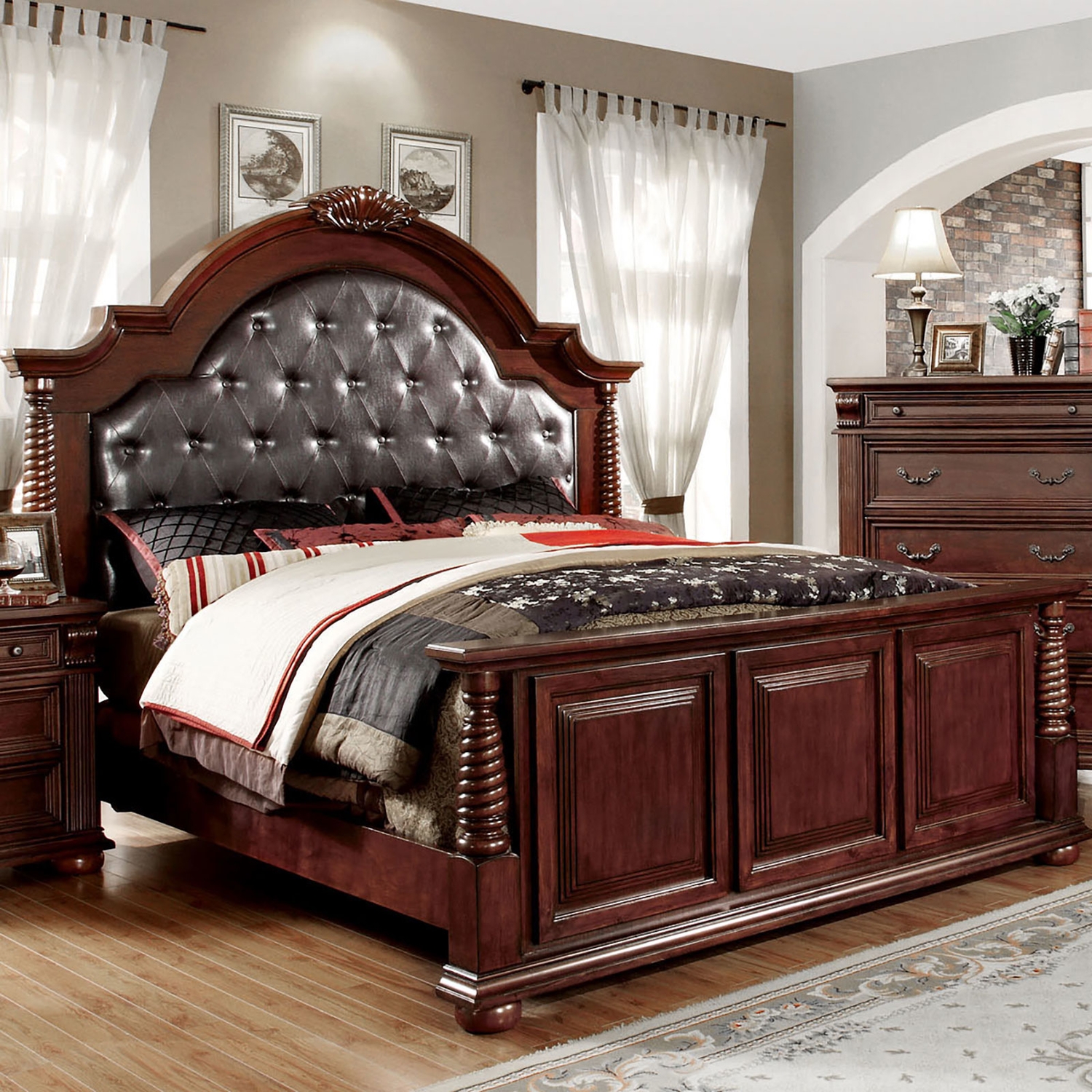 Esperia Leatherette/Wood Panel Bed, California King Size