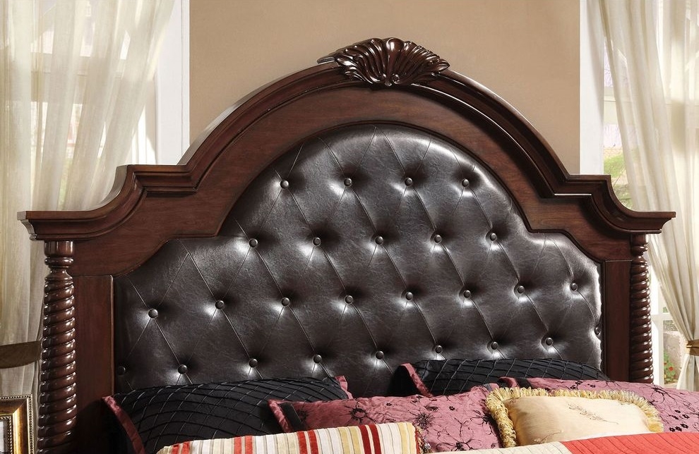 Esperia Leatherette/Wood Panel Bed, Queen Size