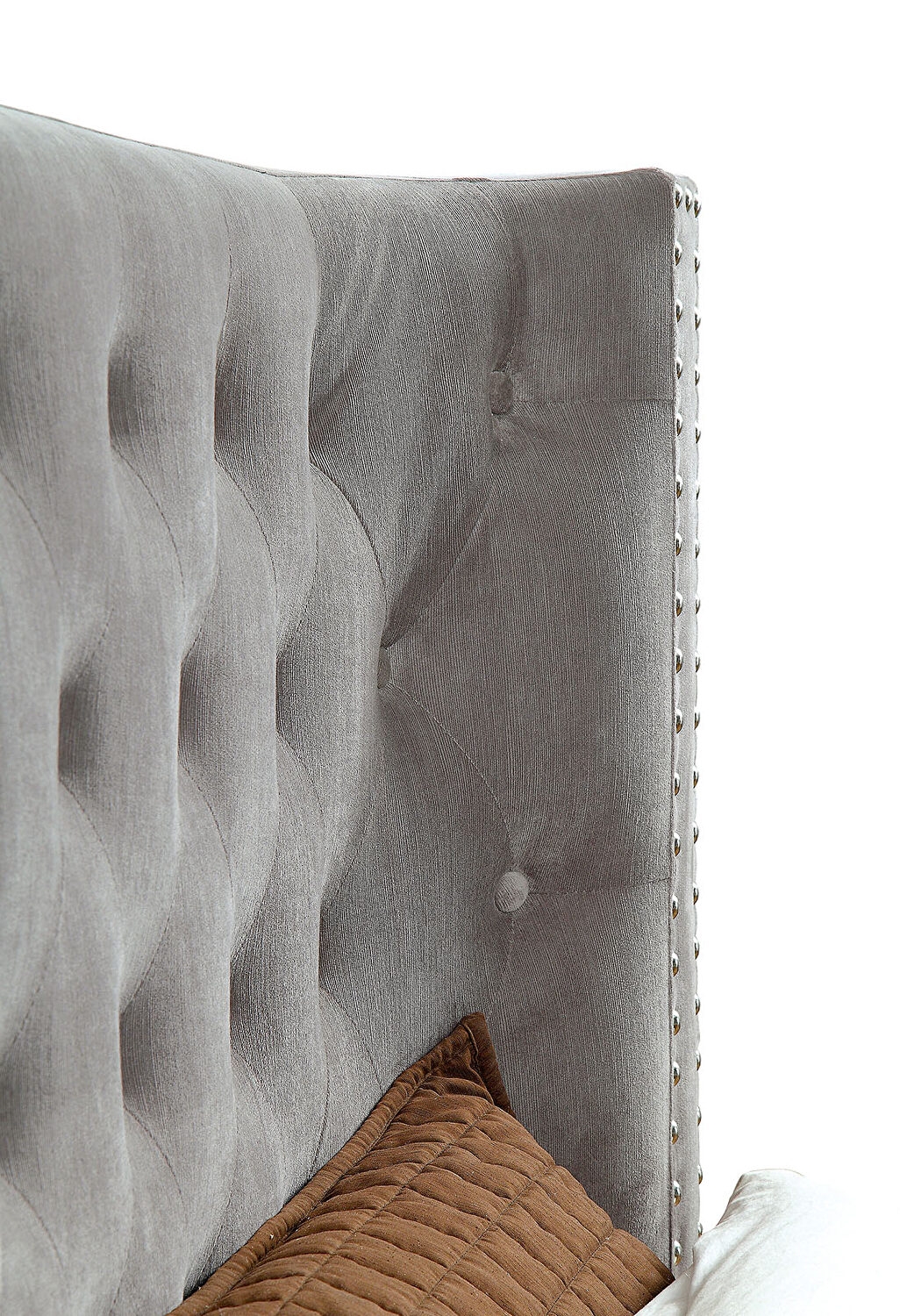 Cayla Fabric/Wood Tufted Platform Bed, Eastern King Size
