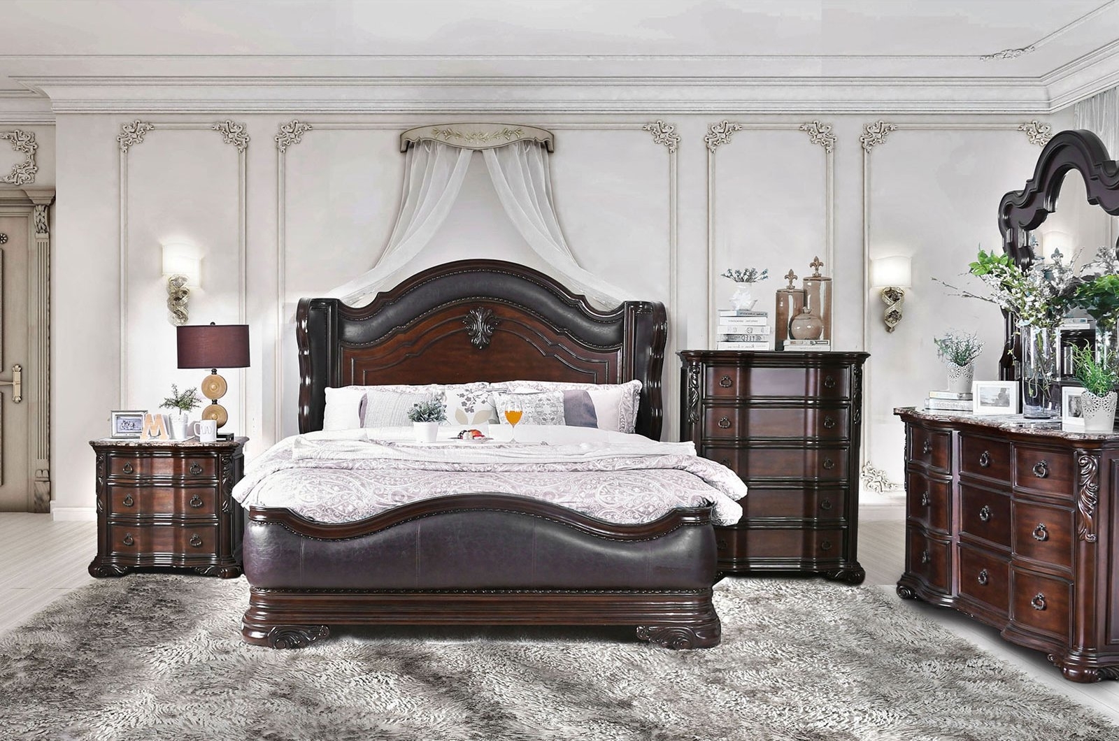 Arcturus Leatherette/Wood Panel Bedroom Set