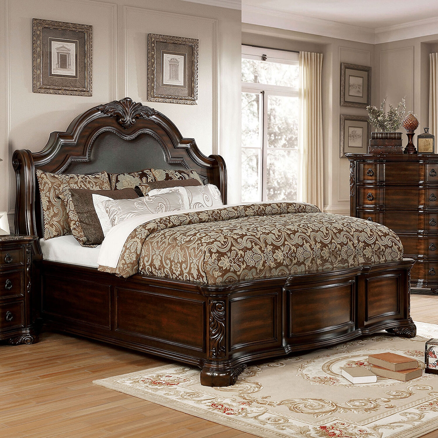 Niketas Leatherette/Wood Platform Bedroom Set
