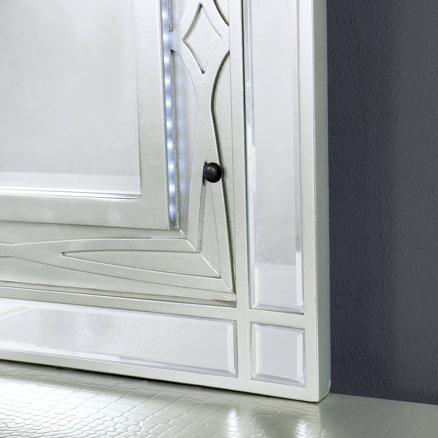 Manar Wood Ractangular Mirror w/LED Light