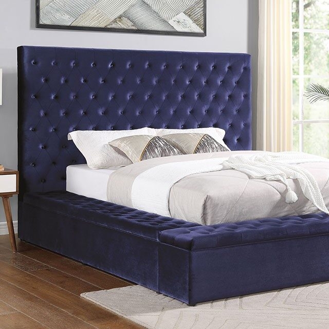 Davida Fabric Low Profile Tufted Platform Bed