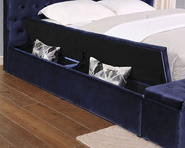 Davida Fabric Low Profile Tufted Platform Bed
