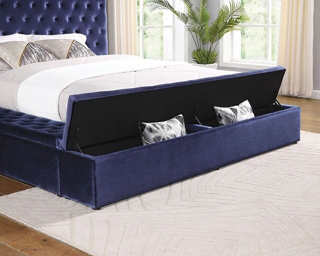Davida Fabric Low Profile Tufted Platform Bed, California King Size