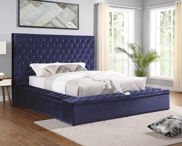 Davida Fabric Low Profile Tufted Platform Bed