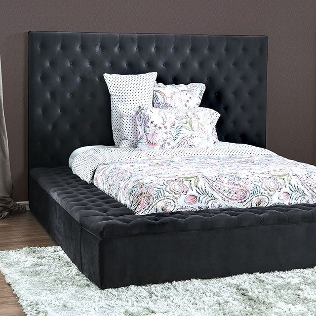 Davida Fabric Low Profile Tufted Platform Bed