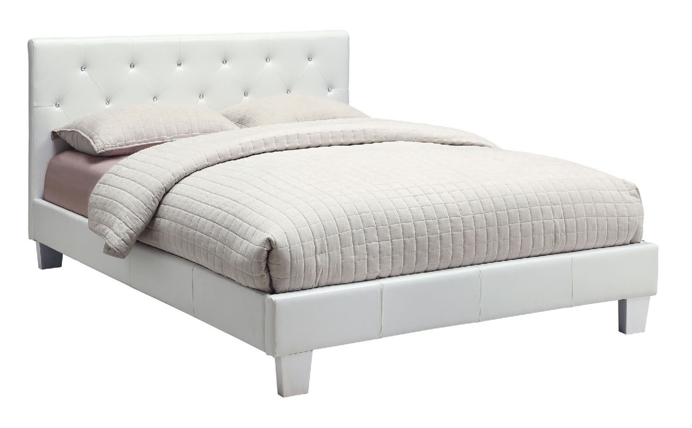 Velen Fabric/Leatherette/Wood Platform Tufted Bed