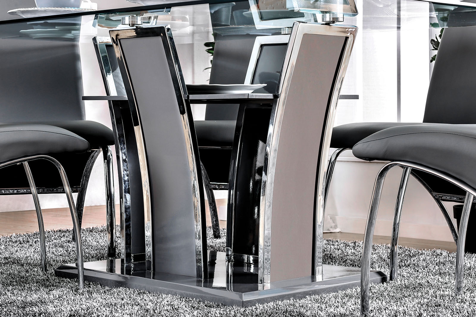 Glenview Glass/Lacquer/Wood Dining Set