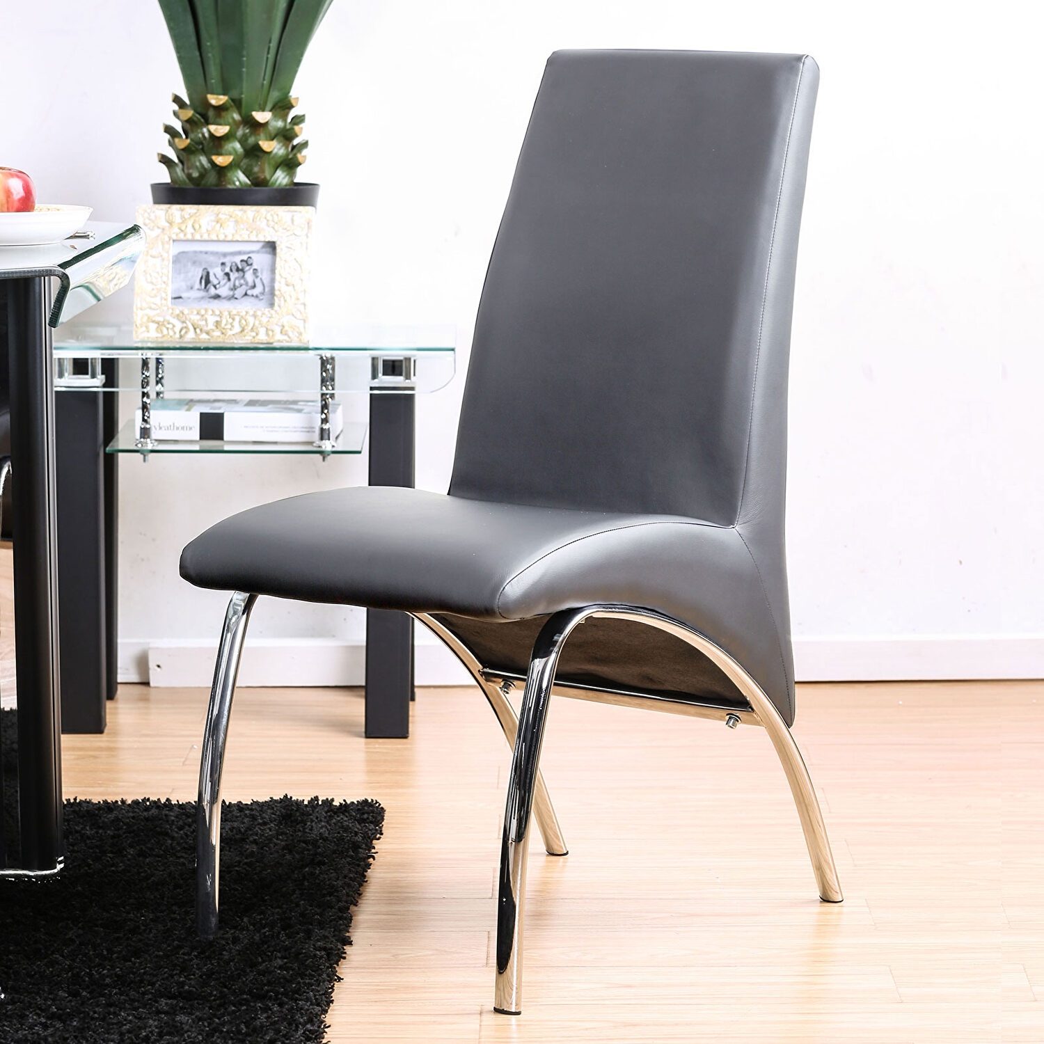 Wailoa Leatherette/Metal Dining Side Chair, Set of 2