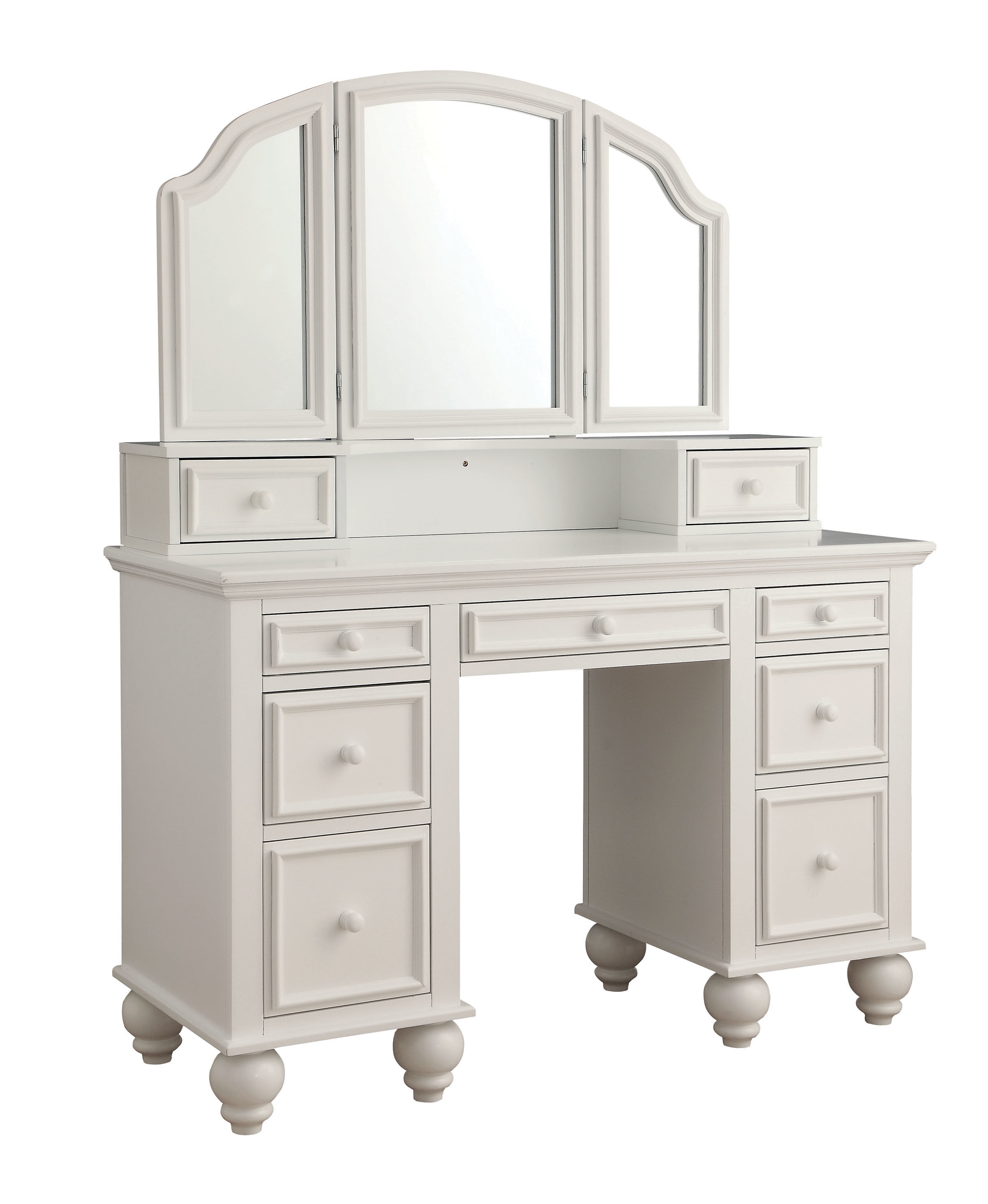 Athy Wood Storage Vanity Dresser w/9 Drawers, Mirror & Stool