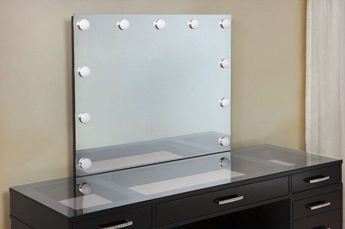 Valentina Glass/Wood Storage Vanity Dresser w/11 Drawers & Stool