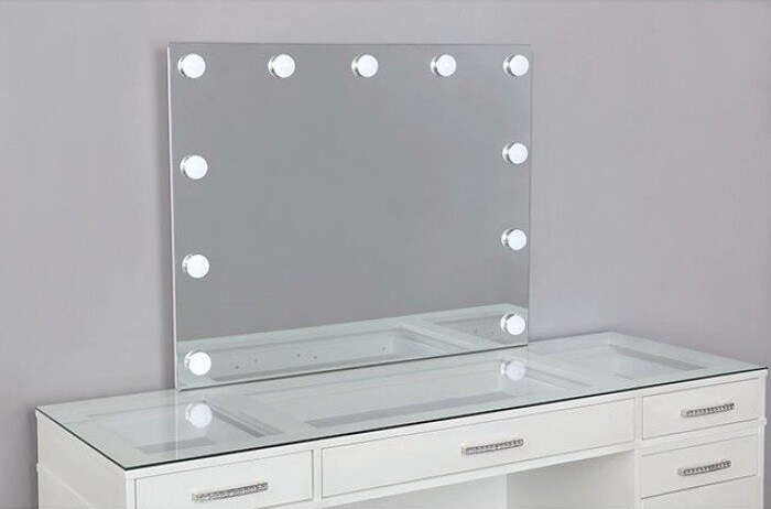 Valentina Glass/Wood Storage Vanity Dresser w/11 Drawers & Stool