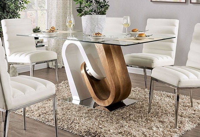 Cilegon Glass/Wood Rectangular Dining Set
