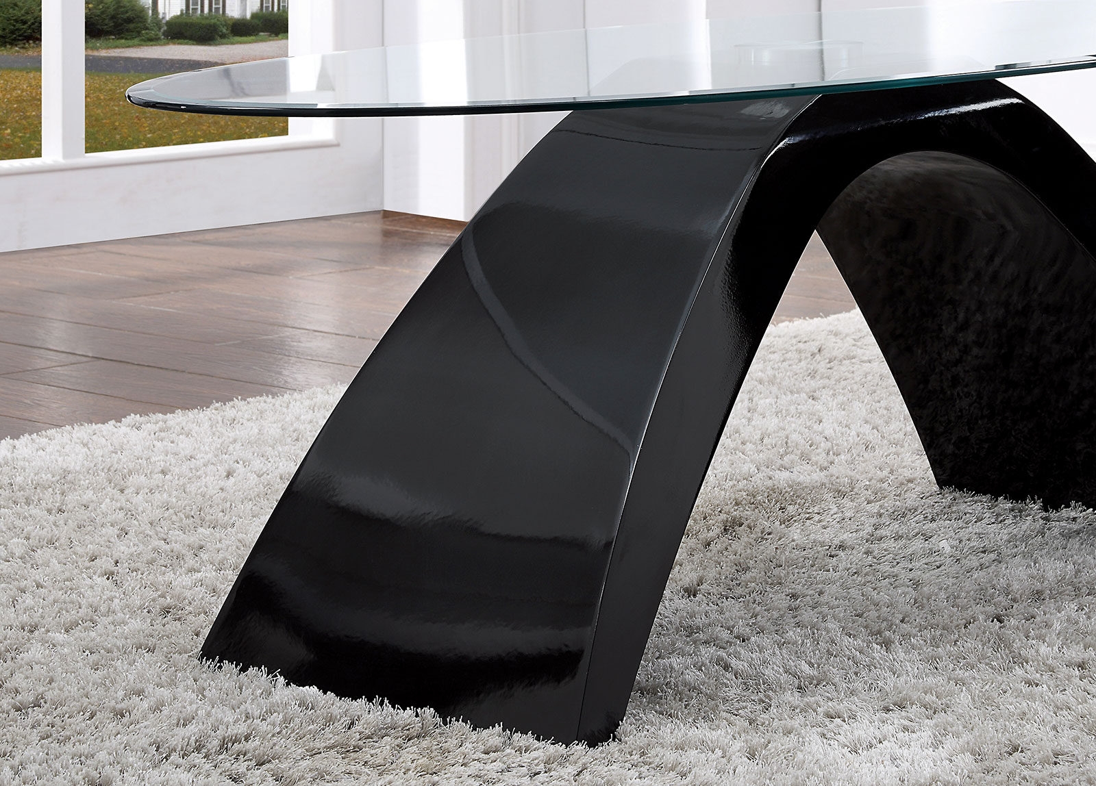 Nahara Glass/Wood Oval Coffee Table Set