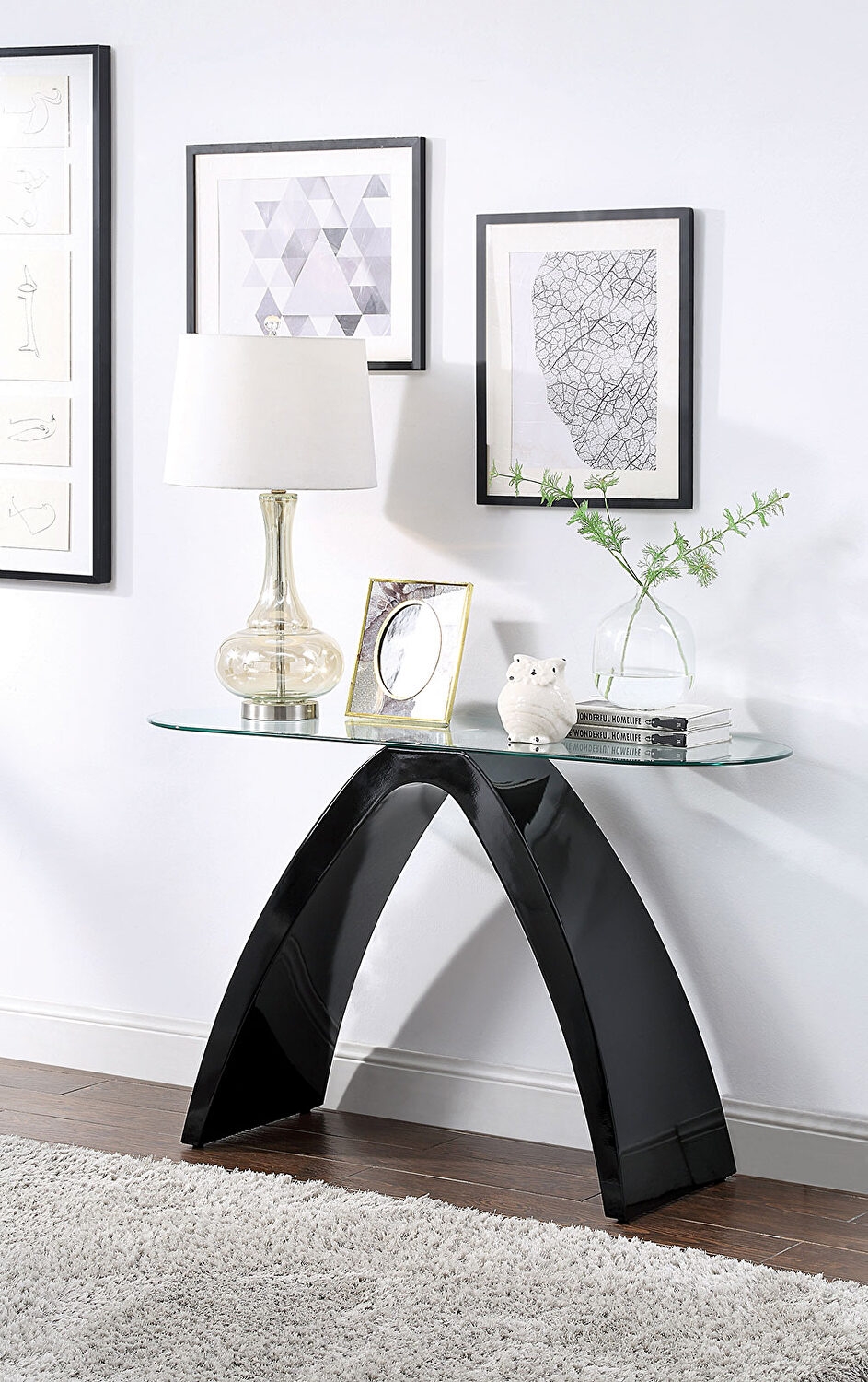 Nahara Glass/Wood Sofa Table
