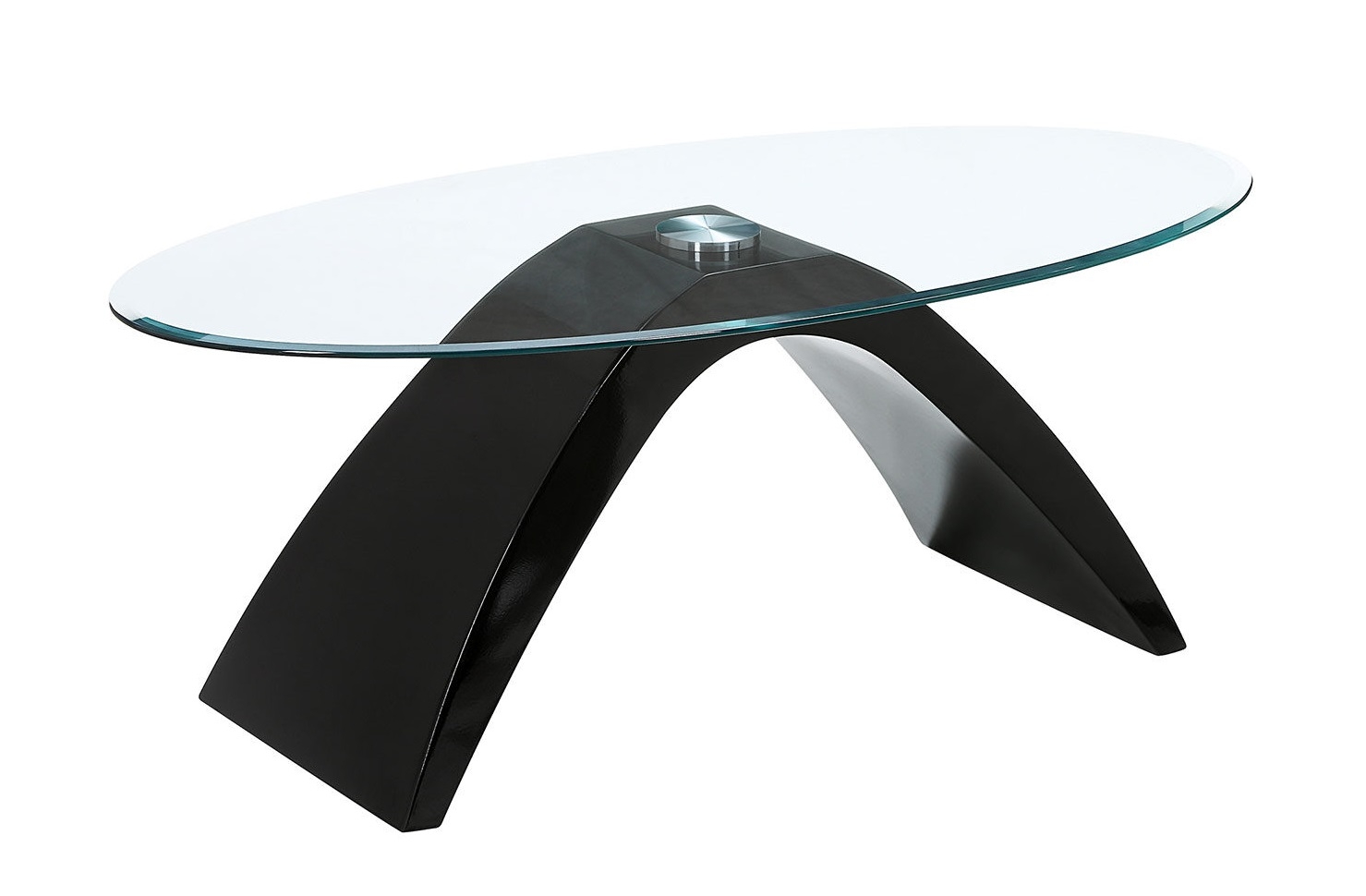 Nahara Glass/Wood Oval Coffee Table Set