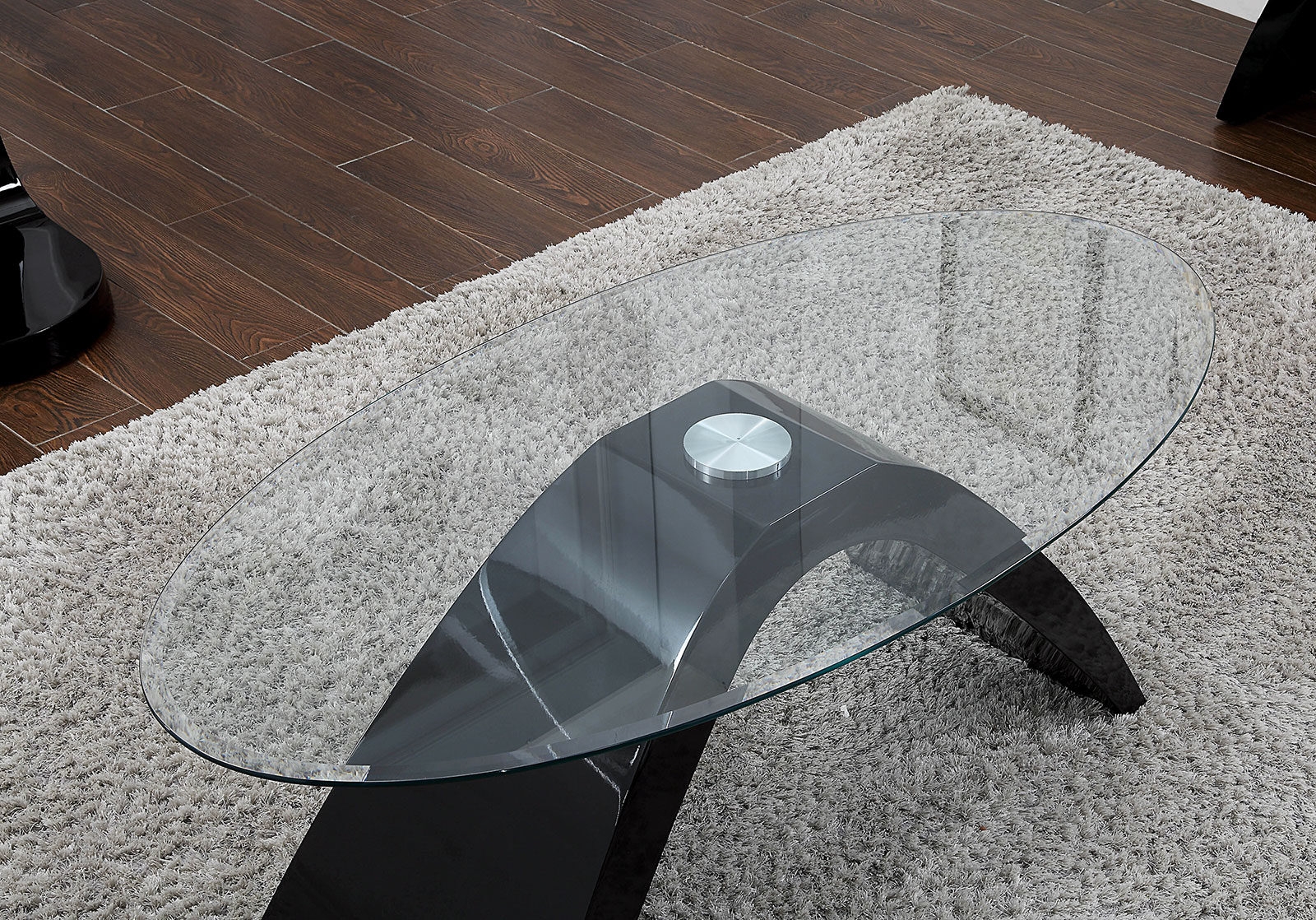Nahara Glass/Wood Oval Coffee Table Set