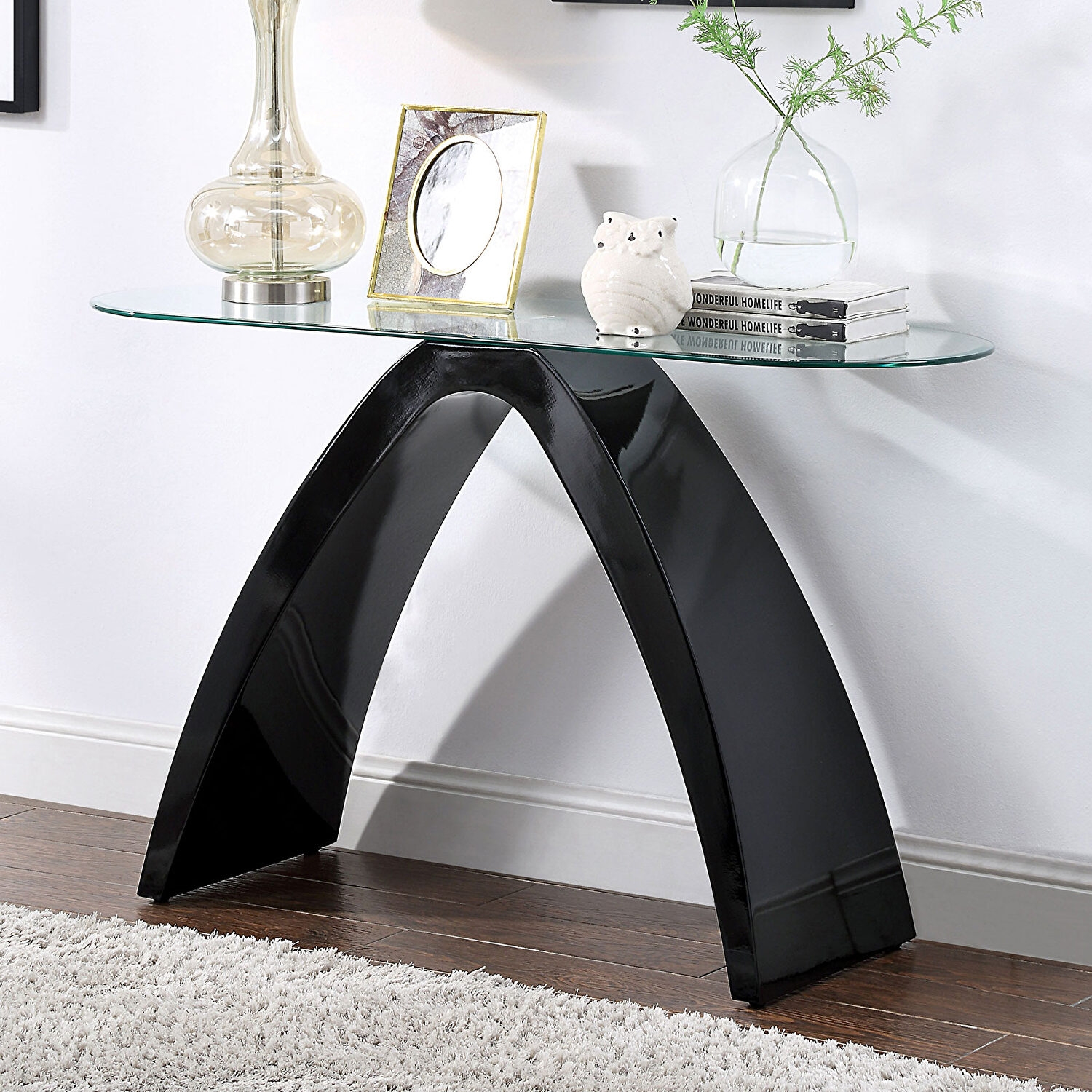 Nahara Glass/Wood Oval Coffee Table Set