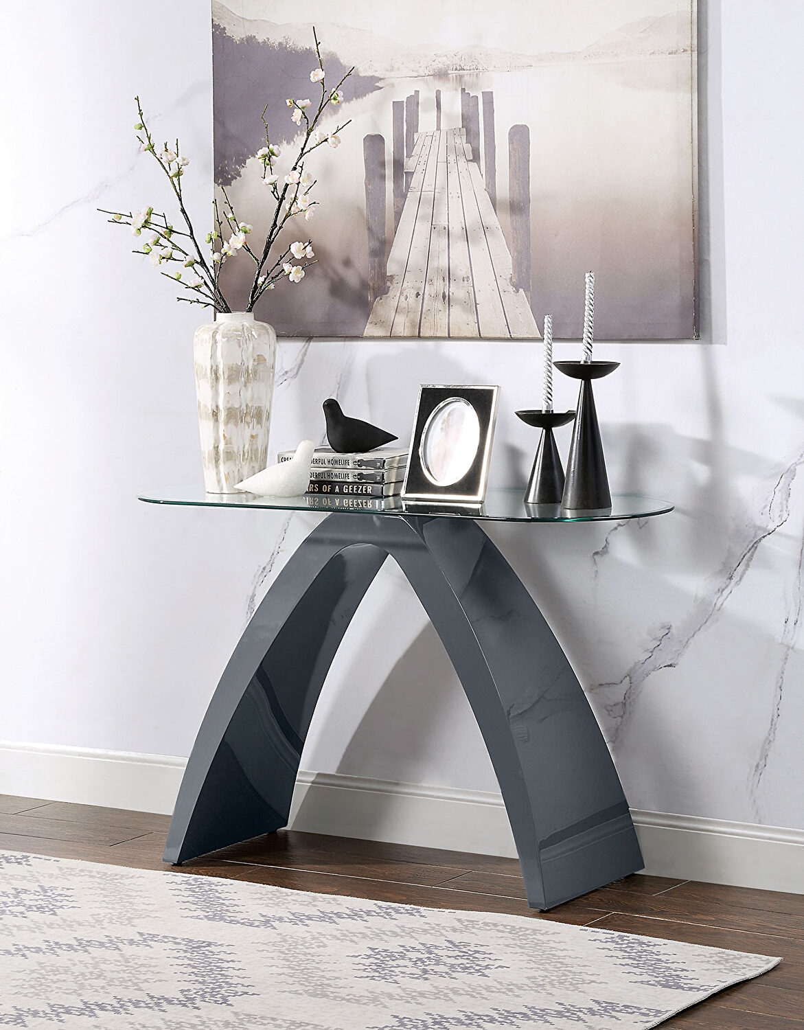 Nahara Glass/Wood Oval Coffee Table Set