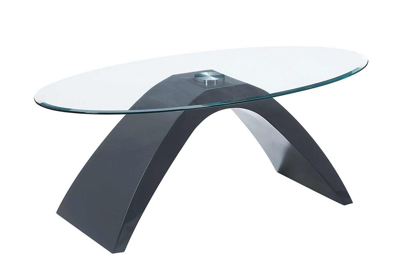 Nahara Glass/Wood Oval Coffee Table Set