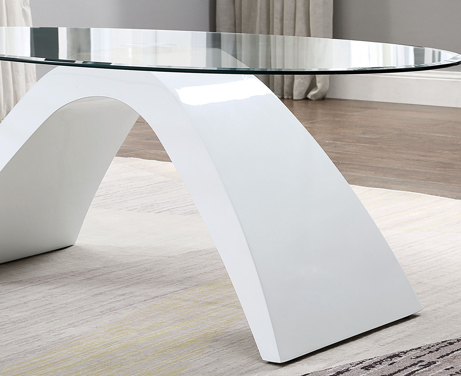 Nahara Glass/Wood Oval Coffee Table Set