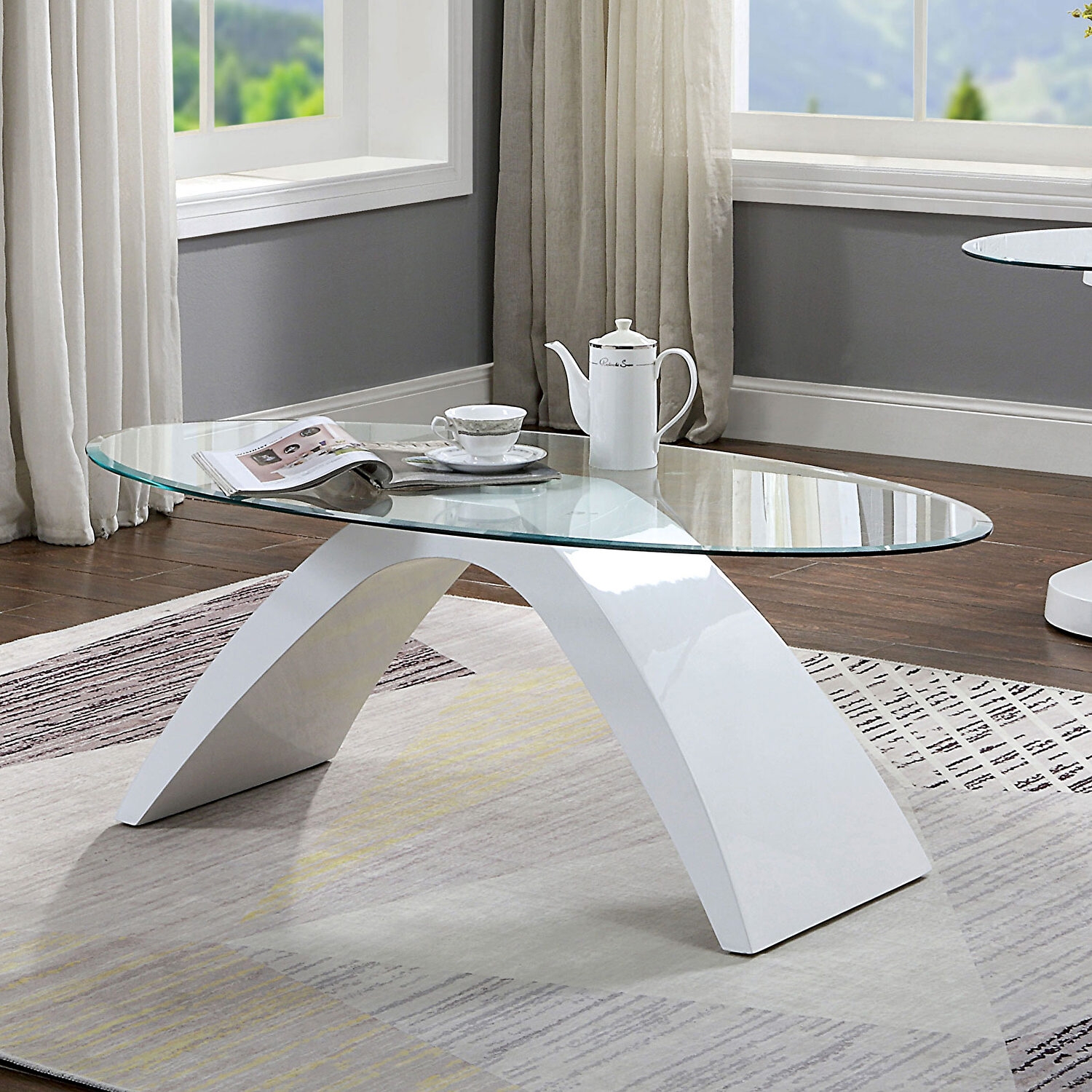 Nahara Glass/Wood Oval Coffee Table