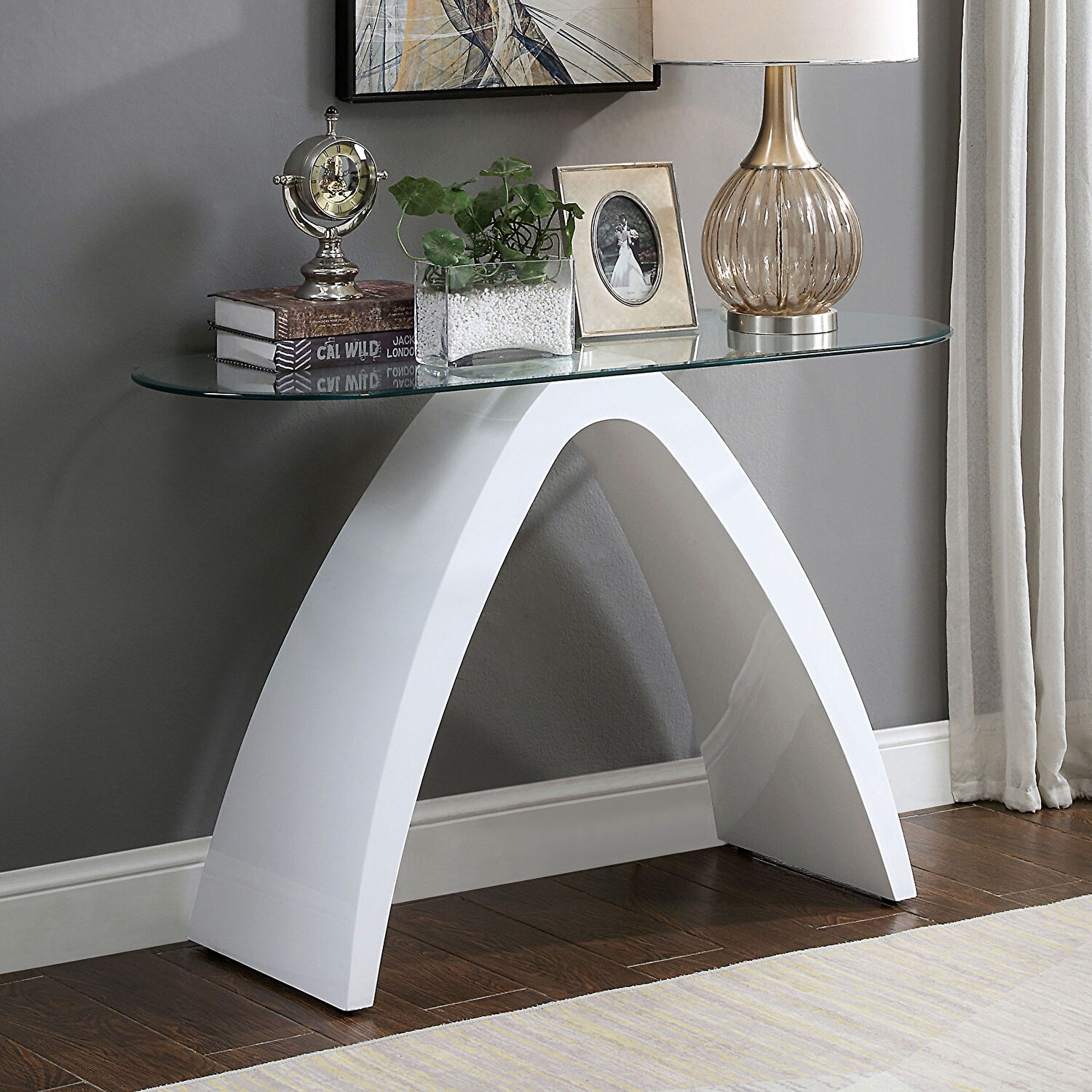Nahara Glass/Wood Oval Coffee Table Set